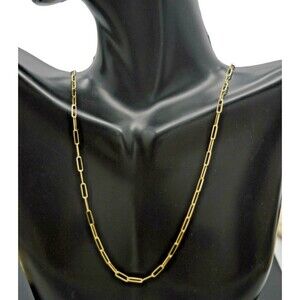 10K Yellow REAL GOLD paper clip Link Chain Necklace 2.3mm 16 18 20" 24